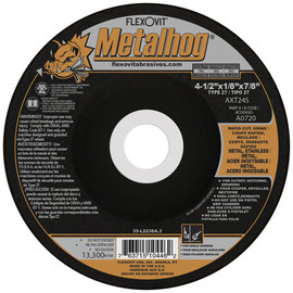 FlexOVit® 4 1/2" X 1/8" X 7/8" Metalhog® 24 Grit Premium Blend Grain Type 27 Depressed Center Grinding Wheel