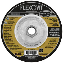 FlexOVit® 4 1/2" X 1/8" X 5/8" - 11 SPECIALIST® PIPELINE 30 Grit Aluminum Oxide Grain Type 27 Spin-On Depressed Center Grinding Wheel