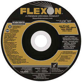 FlexOVit® 5" X 1/4" X 7/8" FLEXON® 24 Grit Zirconia Alumina Grain Type 27 Depressed Center Grinding Wheel