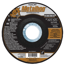 FlexOVit® 5" X 1/4" X 7/8" Metalhog® 24 Grit Premium Blend Grain Type 27 Depressed Center Grinding Wheel