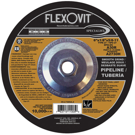 FlexOVit® 6" X 1/8" X 5/8" - 11 SPECIALIST® PIPELINE 30 Grit Aluminum Oxide Grain Type 27 Spin-On Depressed Center Grinding Wheel