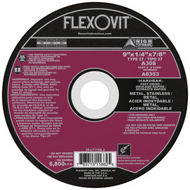 FlexOVit® 9" X 1/4" X 7/8" HIGH PERFORMANCE™ 30 Grit Aluminum Oxide Grain Type 27 Depressed Center Grinding Wheel