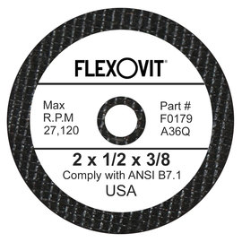 FlexOVit® 2" X 1/2" X 3/8" HIGH PERFORMANCE™ 36 Grit Aluminum Oxide Grain Type 1 Grinding Wheel