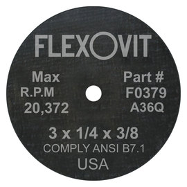 FlexOVit® 3" X 1/2" X 3/8" HIGH PERFORMANCE™ 36 Grit Aluminum Oxide Grain Type 1 Grinding Wheel