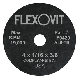 FlexOVit® 4" X 1/16" X 3/8" HIGH PERFORMANCE™ 46 Grit Aluminum Oxide Grain Type 1 Cut Off Wheel