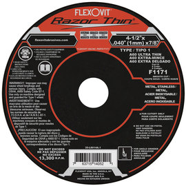 FlexOVit® 4 1/2" X .040" X 7/8" RazorThin® 60 Grit Aluminum Oxide Grain Type 1 Cut Off Wheel