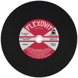 FlexOVit® 22" X 3/16" X 1" HIGH PERFORMANCE™ 30 Grit Aluminum Oxide Grain Type 1 Cut Off Wheel