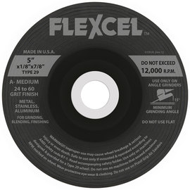 FlexOVit® 5" X 1/8" X 7/8" FLEXCEL® 24 - 60 Grit Aluminum Oxide Grain Type 29 Grinding Wheel