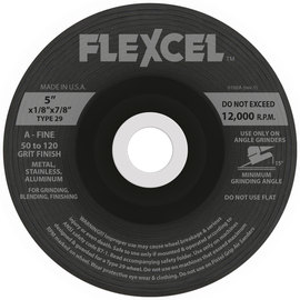 FlexOVit® 5" X 1/8" X 7/8" FLEXCEL® 50 - 120 Grit Aluminum Oxide Grain Type 29 Grinding Wheel