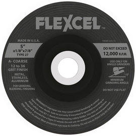 FlexOVit® 5" X 1/8" X 7/8" FLEXCEL® 50 - 120 Grit Aluminum Oxide Grain Type 27 Grinding Wheel