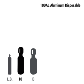 100PPM Methane, Balance Air Certified Reference Material, 10 Liter Portable Disposable Aluminum Cylinder