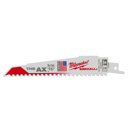 Milwaukee® SAWZALL®/THE AX™/NAIL GUARD™ 1" X .062" X 6" Bi-Metal/Nail Embedded Wood Cutting Reciprocating Saw Blade 5 Teeth Per Inch