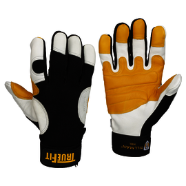 Tillman™ Size X-Large Black, White And Gold TrueFit™ Goatskin And Spandex Full Finger Mechanics Gloves With Elastic And Hook and Loop Cuff