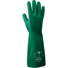 SHOWA™ X-Small Green Cotton Flock Lined 15 mil Nitrile Chemical Resistant Gloves