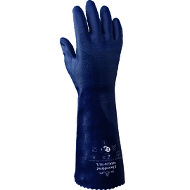 SHOWA™ 2X Blue Cotton Lined Nitrile Chemical Resistant Gloves