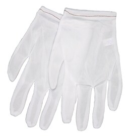 MCR Safety Small White Light Weight Nylon Inspection Gloves With Hemmed Cuff