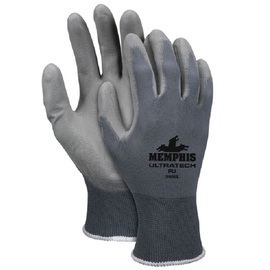 MCR Safety® Small NXG 13 Gauge Gray Polyurethane Palm And Fingertips Coated Work Gloves With Gray Nylon Liner And Knit Wrist