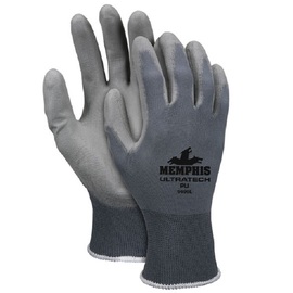 MCR Safety® X-Large NXG 13 Gauge Gray Polyurethane Palm And Fingertips Coated Work Gloves With Gray Nylon Liner And Knit Wrist