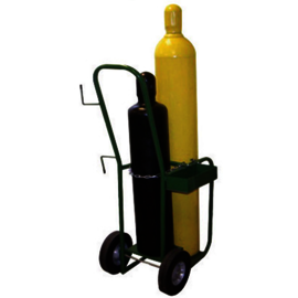 Saf-T-Cart 2 Cylinder Cart With Rubber/Semi-Pneumatic Wheels And Continuous Handle