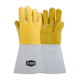 Protective Industrial Products Medium 14" Yellow Elkskin Cotton Foam Lined Multi-Purpose Welders Gloves