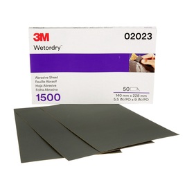 3M™ 5.5" X 9" 1500 Grit Wetordry™ Silicon Carbide Sheet