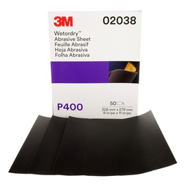 3M™ 9" X 11" P400 Grit Wetordry™ Aluminum Oxide Sheet