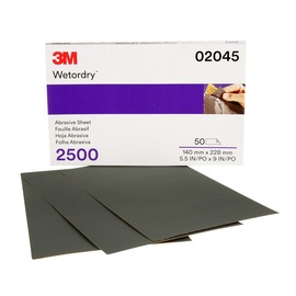 3M™ 5.5" X 9" 2500 Grit Wetordry™ Silicon Carbide Sanding Sheet