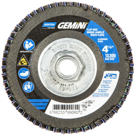 Norton® Gemini 4 1/2" X 5/8" - 11 P60 Grit Type 27 Flap Disc