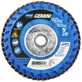 Norton® Gemini 5" X 5/8" - 11 P120 Grit Type 27 Flap Disc