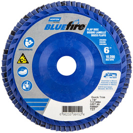 Norton® BlueFire 6" X 7/8" P40 Grit Type 27 Flap Disc