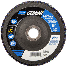 Norton® Gemini 6" X 7/8" P60 Grit Type 27 Flap Disc