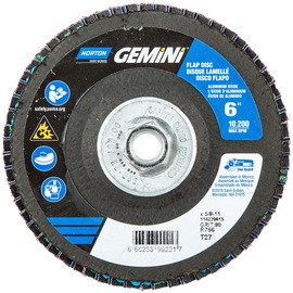 Norton® Gemini 6" X 5/8" - 11 P80 Grit Type 27 Flap Disc