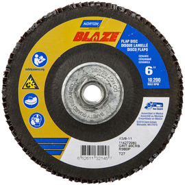 Norton® Blaze 6" X 5/8" - 11 40 Grit Type 27 Flap Disc