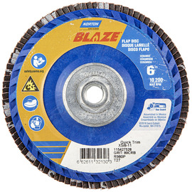 Norton® Blaze 6" X 5/8" - 11 80 Grit Type 27 Flap Disc