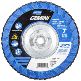 Norton® Gemini 7" X 5/8" - 11 P80 Grit Type 27 Flap Disc