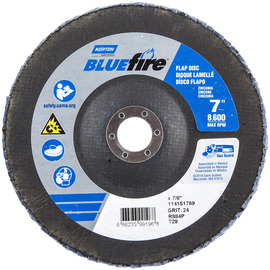 Norton® BlueFire 7" X 7/8" P24 Grit Type 29 Flap Disc