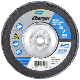 Norton® Charger 7" X 5/8" - 11 P60 Grit Type 29 Flap Disc