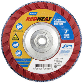 Norton® Red Heat R961 7" X 5/8" - 11 P40 Grit Type 27 Flap Disc