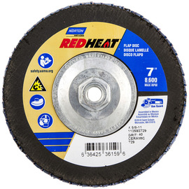 Norton® Red Heat R961 7" X 5/8" - 11 P40 Grit Type 29 Flap Disc