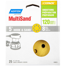 Norton® 5" Dia P120 Grit Hook & Sand Aluminum Oxide Paper Disc