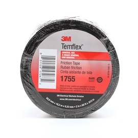 3M™ 2" X 60' Black Temflex™ 1755 13 mil Cotton Friction Tape