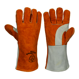 Tillman® Large 14" Bourbon Brown And Pearl Premium Side Split Cowhide Cotton And Foam Lined Stick Welders Gloves