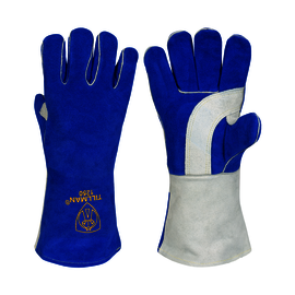 Tillman® Large 14" Blue And Pearl Premium Side Split Cowhide Cotton And Foam Lined Stick Welders Gloves