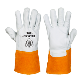 Tillman® Large Pearl And Bourbon Brown Top Grain Goatskin And  Split Cowhide Unlined Lined TIG Welders Gloves