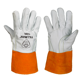 Tillman® Large Pearl And Bourbon Brown Top Grain Goatskin And  Split Cowhide Unlined Lined TIG Welders Gloves