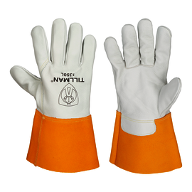 Tillman® Large Pearl And Bourbon Brown Top Grain Split Cowhide Unlined Lined MIG Welders Gloves