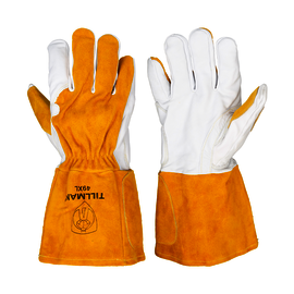 Tillman® Medium Pearl And Bourbon Brown Top Grain Goatskin And Split Cowhide Cotton Fleece Lined MIG Welders Gloves