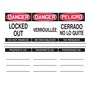 AccuformNMC™ 1" X3 1/2" Black/Red/White Vinyl Padlock Label "DANGER - LOCKED OUT/DANGER - VERROUILLÈE/PELIGRO - CERRADO NO LO QUITE"