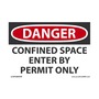 AccuformNMC™ 3 1/2" X 5" Black/Red/White Vinyl Confined Space Safety Label "DANGER CONFINED SPACE ENTER BY PERMIT ONLY"