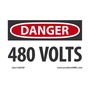 AccuformNMC™ 3 1/2" X 5" Black/Red/White Vinyl Electrical Safety Label "OSHA DANGER 480 VOLTS"